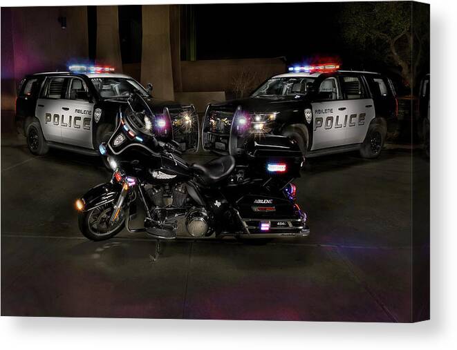 Motorcycle Canvas Print featuring the photograph APD Vehicles by Steve Templeton