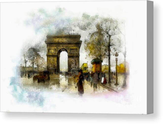 Arc De Triomphe Canvas Print featuring the digital art Arc de Triomphe, Paris by Jerzy Czyz