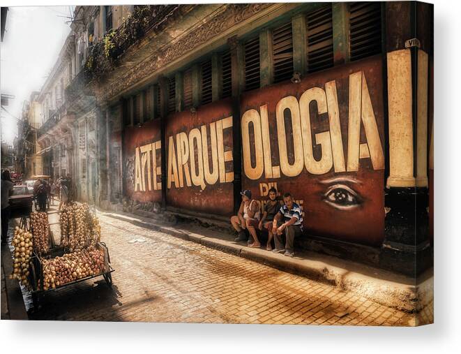 Cuba Canvas Print featuring the photograph Archeology of the present by Micah Offman