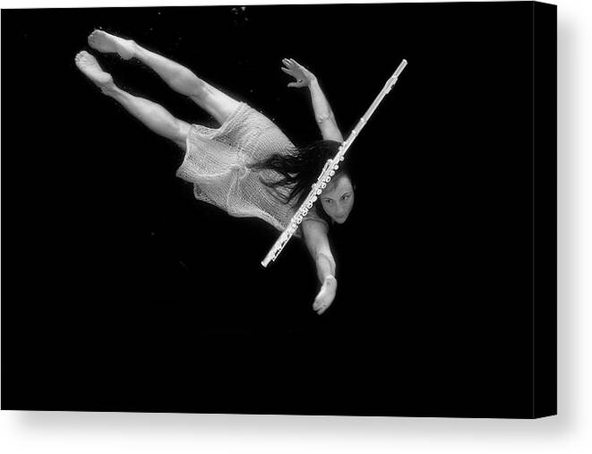 Artist Canvas Print featuring the photograph Artist magically floating with her flute 72 by Dan Friend