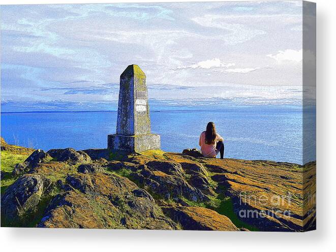 Lopez Island Monument Canvas Print featuring the photograph At the Top of Iceberg Point on Lopez Island by Sea Change Vibes