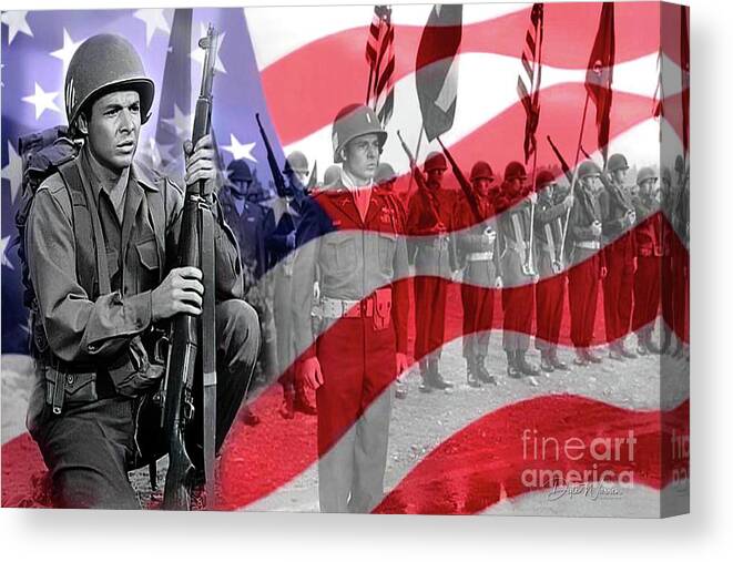 Audie Murphy Canvas Print featuring the photograph Audie Murphy American War Hero by Dyle Warren