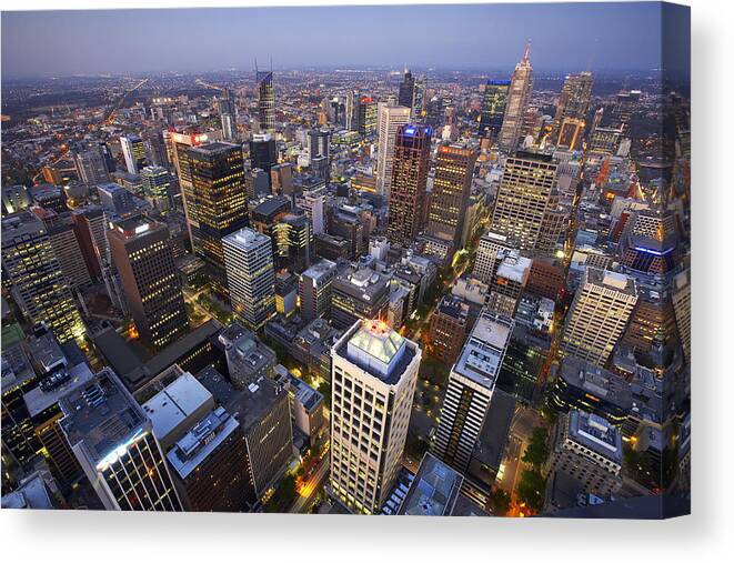 Tranquility Canvas Print featuring the photograph Australia, Melbourne, cityscape, view from Rialto Tower by Allan Baxter