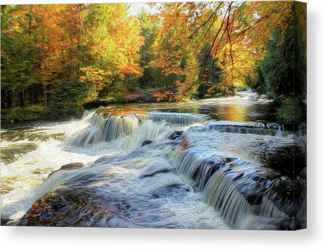 Waterfalls Canvas Print featuring the photograph Painting of Autumn at the Cascades by Robert Carter