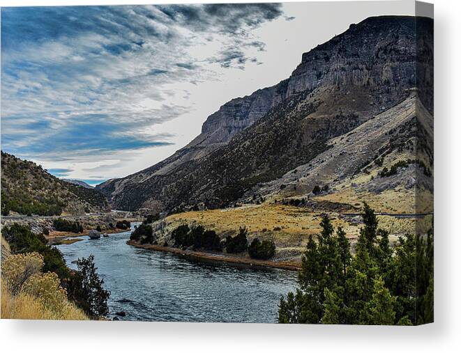 River Canvas Print featuring the photograph Autumn at Wind River Canyon by Laura Putman