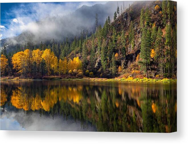 Autumn Colors And Reflection Canvas Print featuring the photograph Autumn colors and reflections by Lynn Hopwood