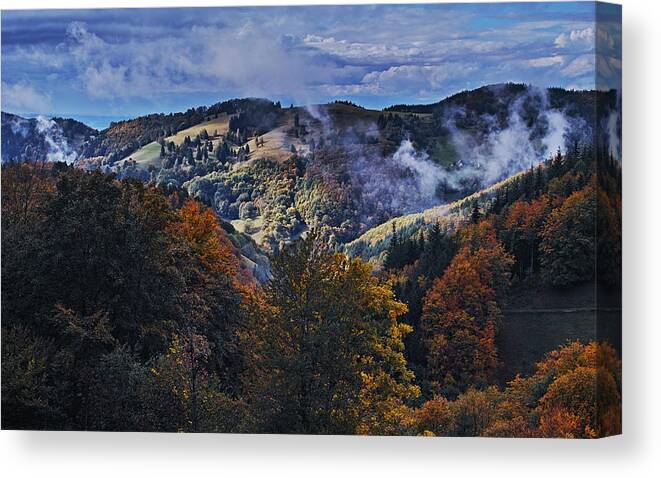  Canvas Print featuring the photograph Autumn colors in Obermuenstertal by Ioannis Konstas