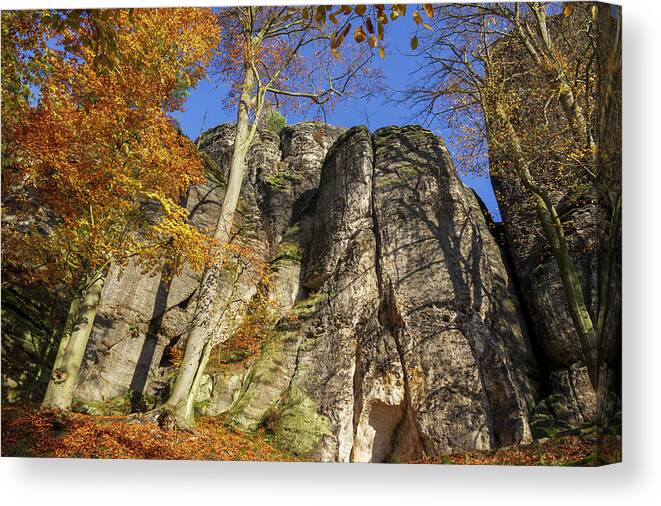 Saxon Switzerland Canvas Print featuring the photograph Autumn colors in Saxon Switzerland by Sun Travels