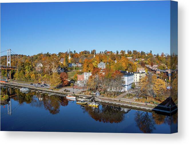 Hudson Valley Canvas Print featuring the photograph Autumn Morning on the Kingston Rondout by Jeff Severson