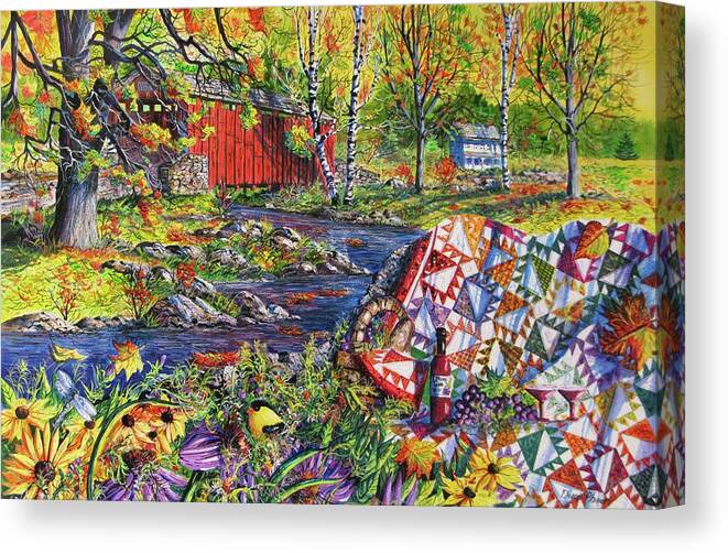 Autumn Canvas Print featuring the painting Autumn Picnic by Diane Phalen