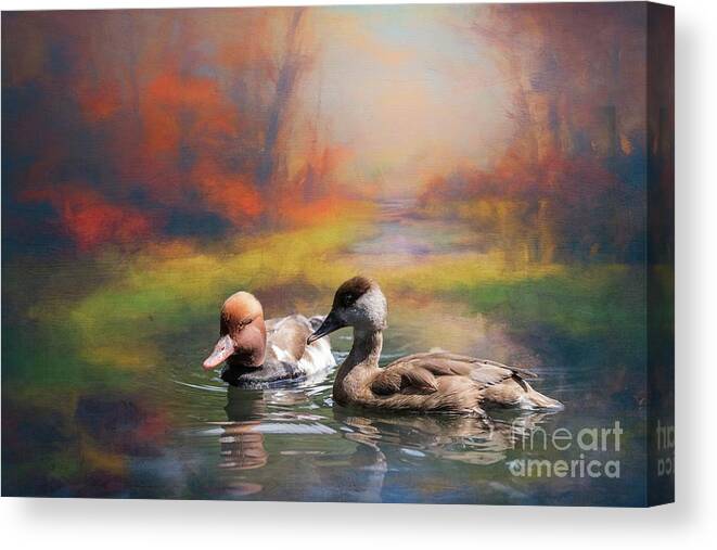 Autumn Canvas Print featuring the photograph Autumn Pond by Eva Lechner