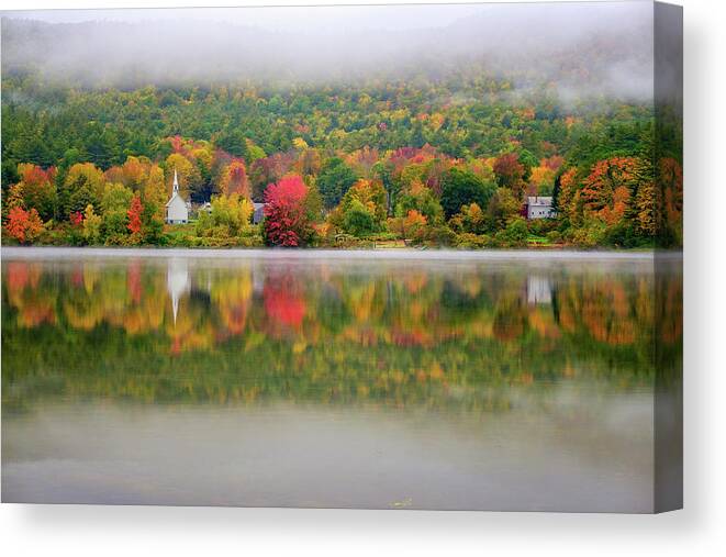 New Hampshire Canvas Print featuring the photograph Autumn Reflections, Eaton, NH. by Jeff Sinon