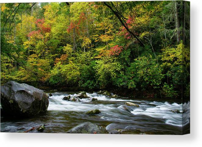 Autumn Canvas Print featuring the photograph Autumn Stream 2 by Larry Bohlin