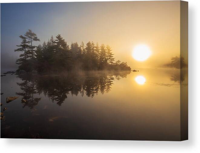 Blue Mountain-birch Coves Lakes Wilderness Area Canvas Print featuring the photograph Autumn Sunrise At Cox Lake by Irwin Barrett