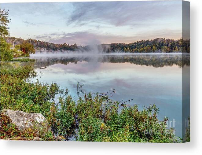 Springfield Canvas Print featuring the photograph Autumn Tranquility Lake Springfield by Jennifer White
