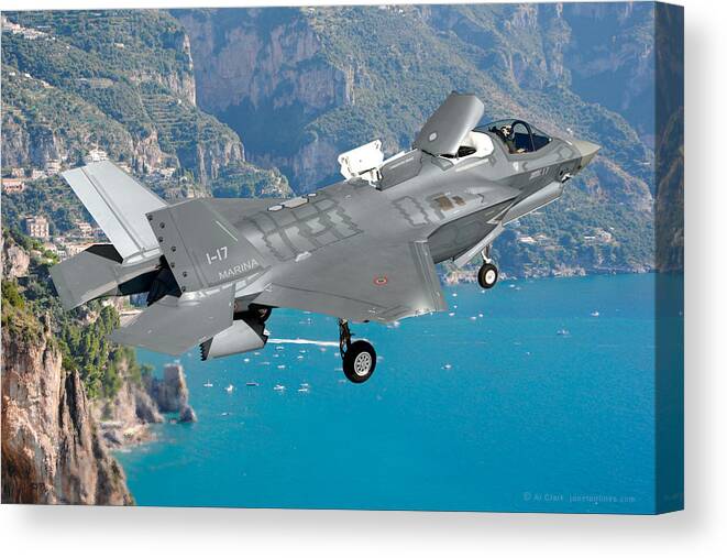 Lightning Canvas Print featuring the digital art Aviazione Navale F-35B by Custom Aviation Art