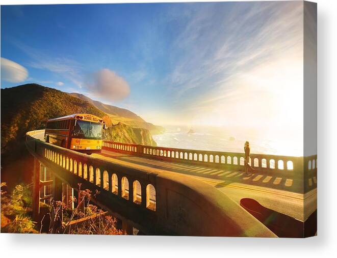 School Bus Canvas Print featuring the photograph Back to Light by Fabio Piacenza by California Coastal Commission