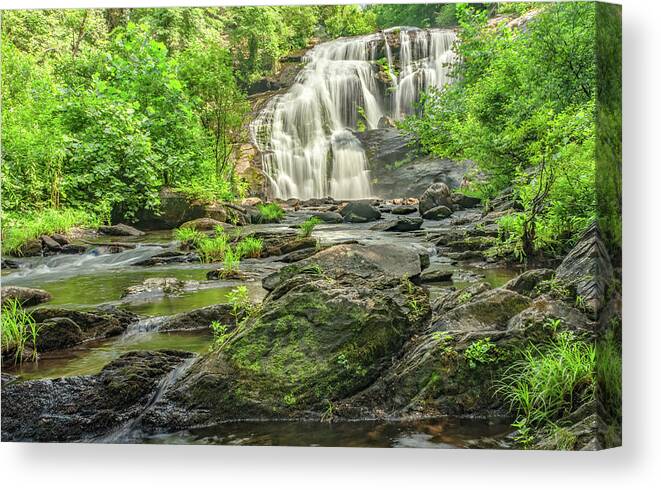 Bald River Falls Canvas Print featuring the photograph Bald River Falls From Below by Marcy Wielfaert