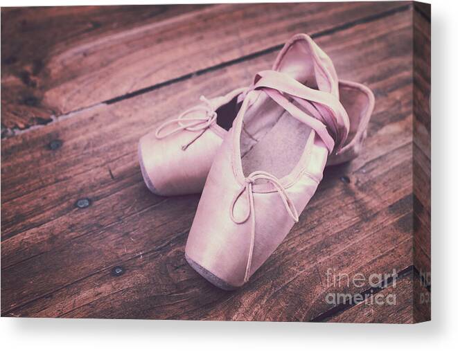Ballet Canvas Print featuring the photograph Ballerina, vintage ballet shoes by Delphimages Photo Creations