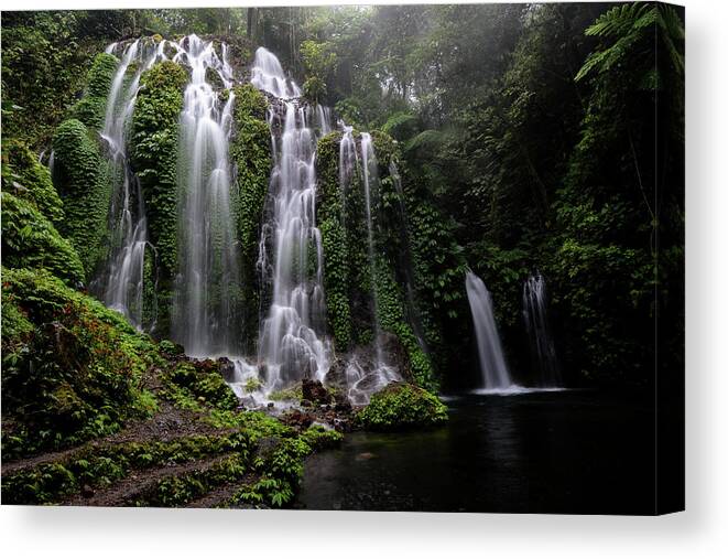 Waterfalls Bali Canvas Print featuring the photograph Banyu Wana Amertha Waterfall - Bali, Indonesia by Earth And Spirit