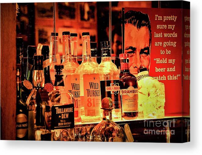 Bar Bottle Alcohol Canvas Print featuring the photograph Bar Back by John Linnemeyer