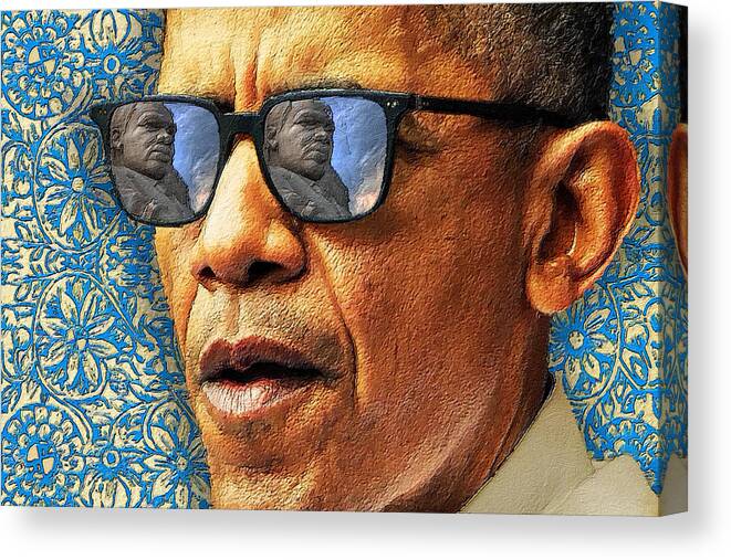 President Canvas Print featuring the painting Barack Obama Martin Luthor King by Tony Rubino