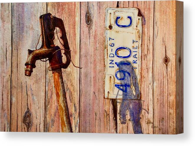 Old Barn Canvas Print featuring the painting Barn Repair by John Glass