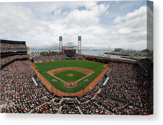 San Francisco Canvas Print featuring the photograph Barry Zito and Jon Jay by Ezra Shaw