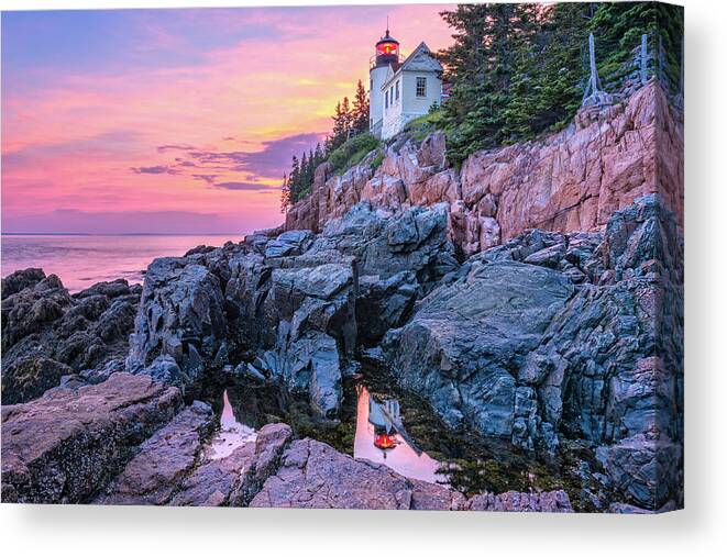 Lighthouse Canvas Print featuring the photograph Bass Head Lighthouse - Acadia by Photos By Thom