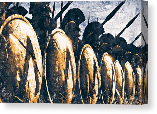 Spartan Warrior Canvas Print featuring the painting Battles of ancient Sparta - 09 by AM FineArtPrints