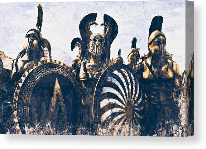 Spartan Warrior Canvas Print featuring the painting Battles of ancient Sparta - 13 by AM FineArtPrints