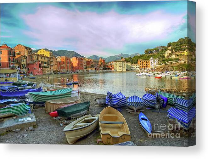Harbor Canvas Print featuring the photograph Bay of Silence - Sestri Levante - Italy by Paolo Signorini