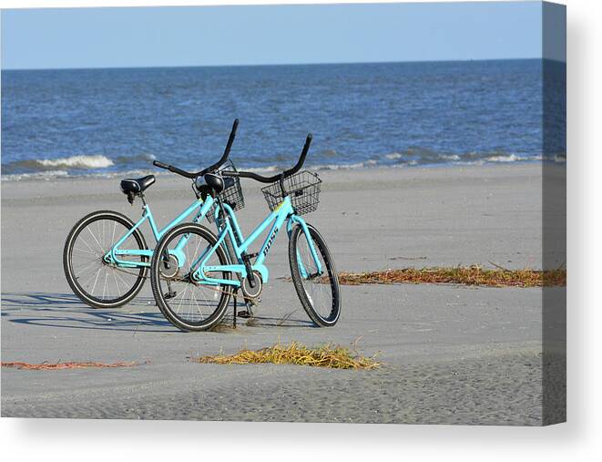 Beach Canvas Print featuring the photograph Beach Bikes by Jerry Griffin