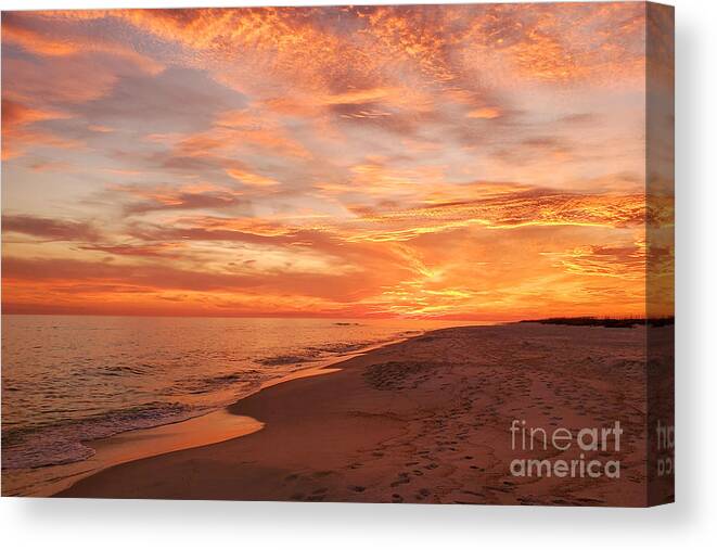 Sun Canvas Print featuring the photograph Beach Sunset Skies, Perdido Key, Florida by Beachtown Views