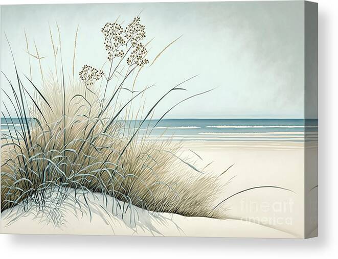 Sea Canvas Print featuring the mixed media Beaches 0124c by Howard Roberts