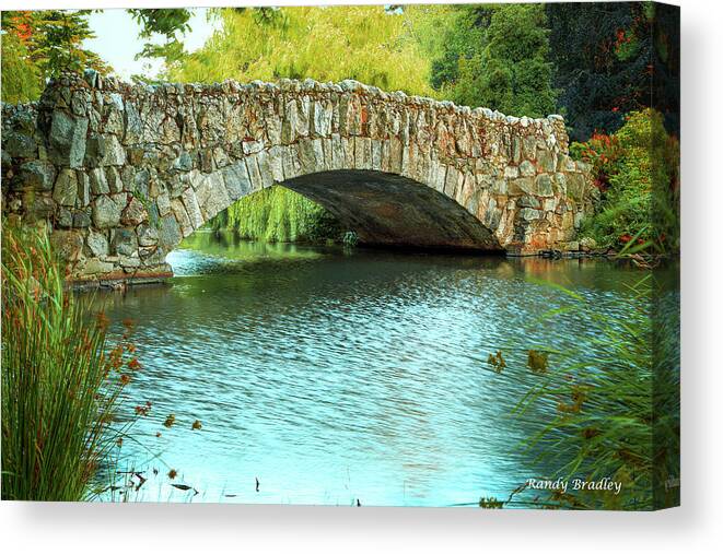 Stone Bridge Canvas Print featuring the photograph Beacon Hill Park Stone Bridge by Randy Bradley