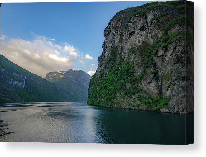 Fjord Canvas Print featuring the photograph Beautiful Geiranger Fjord in Norway by Matthew DeGrushe