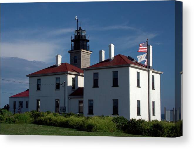 Lighthouse Canvas Print featuring the photograph Beavertail Lighthouse by Jim Feldman