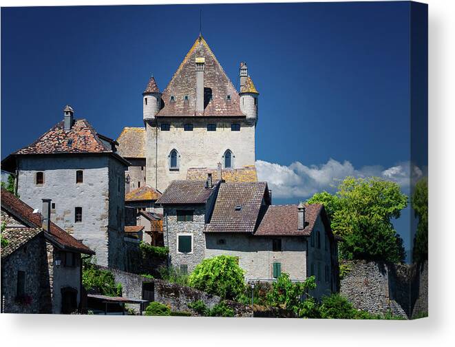 Medieval Canvas Print featuring the photograph Behind Castle Yvoire by Steven Nelson