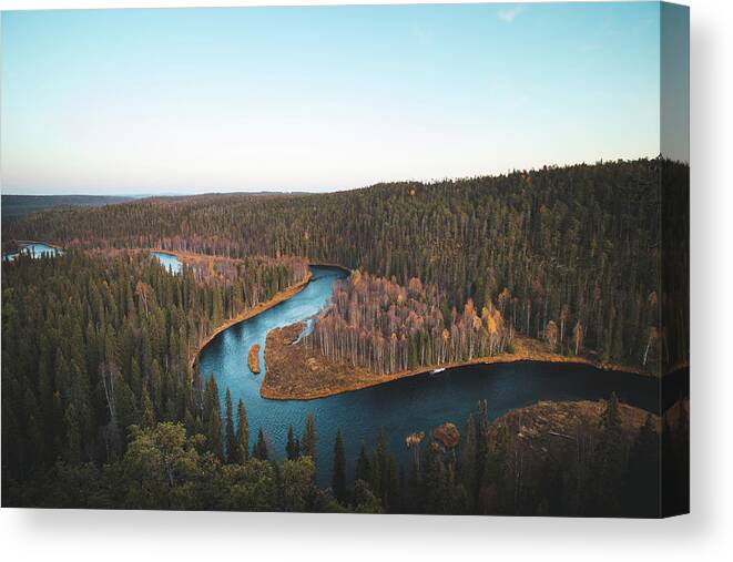 Kuusamo Canvas Print featuring the photograph Bend in the Kitkajoki River in Oulanka National Park by Vaclav Sonnek