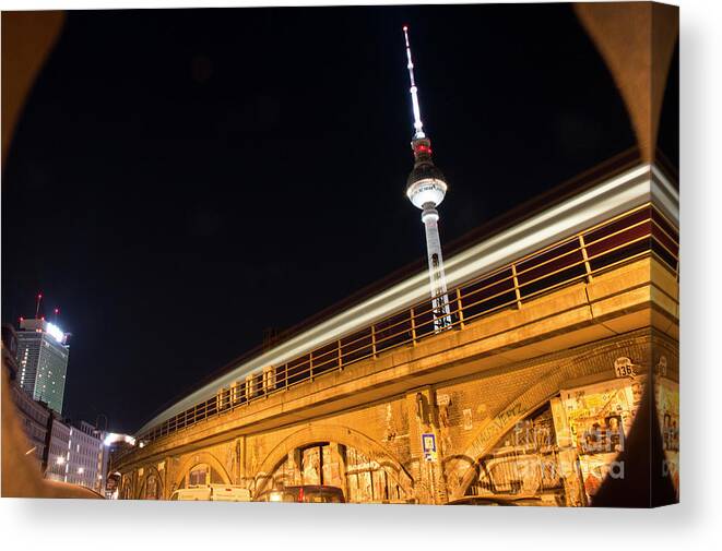 Berlin Canvas Print featuring the photograph Berlin by night by Yavor Mihaylov