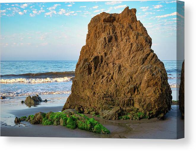 Beach Canvas Print featuring the photograph Big Rock on the Malibu Shoreline by Matthew DeGrushe