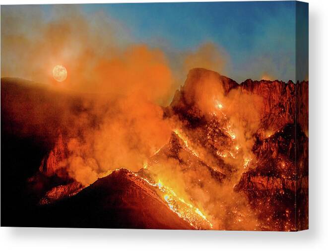 American Southwest Canvas Print featuring the photograph Bighorn Fire Threatens Tucson by James Capo