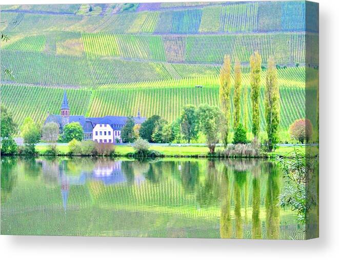 River Canvas Print featuring the photograph Biking on the Mosel River by Dorsey Northrup