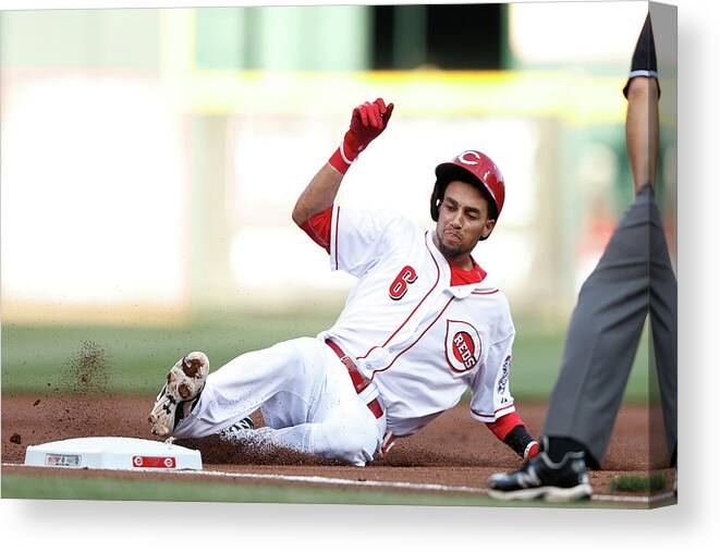 Great American Ball Park Canvas Print featuring the photograph Billy Hamilton by Joe Robbins