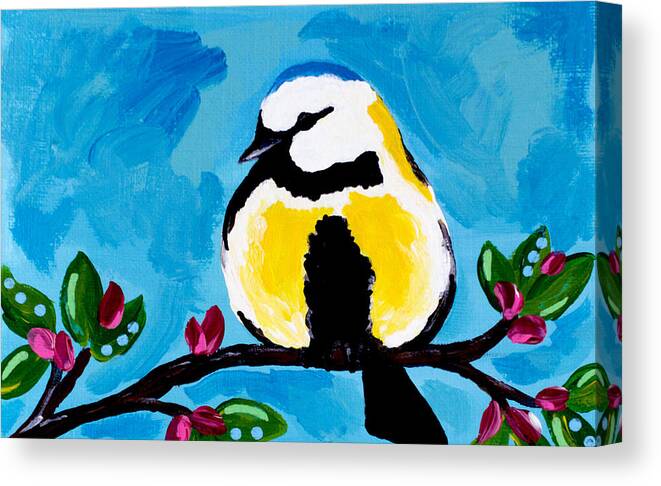 Bird Canvas Print featuring the painting Bird Blue by Beth Ann Scott