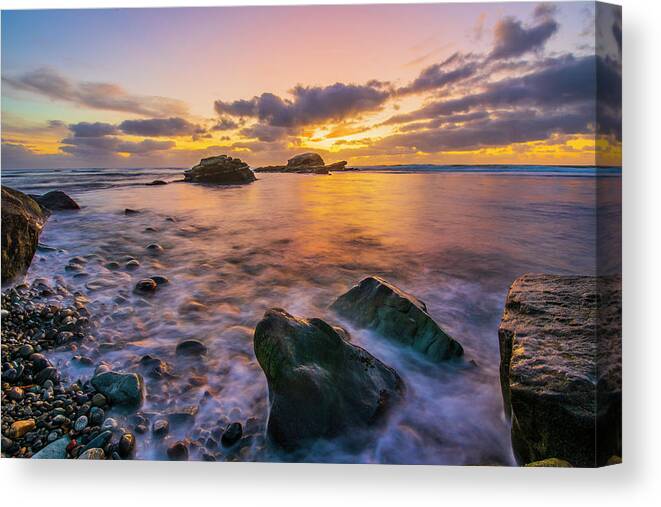 California Sunset Canvas Print featuring the photograph Birdrock Sunset by Local Snaps Photography