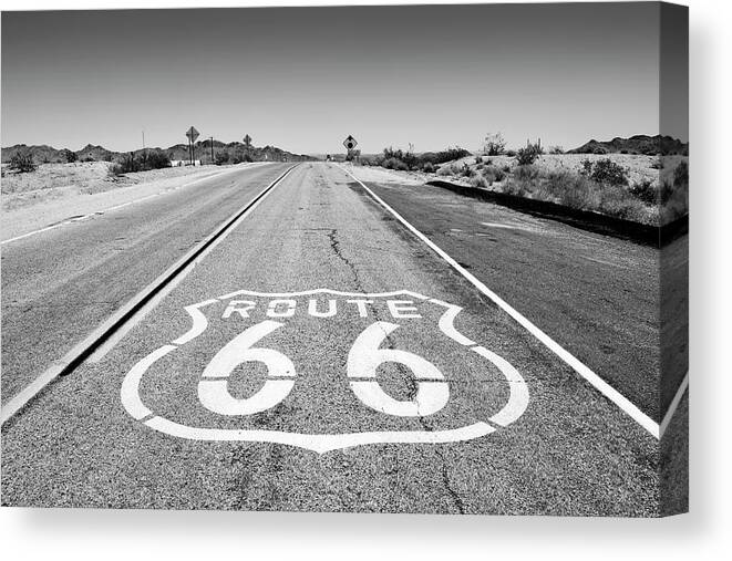 Arizona Canvas Print featuring the photograph Black Arizona Series - Route 66 by Philippe HUGONNARD