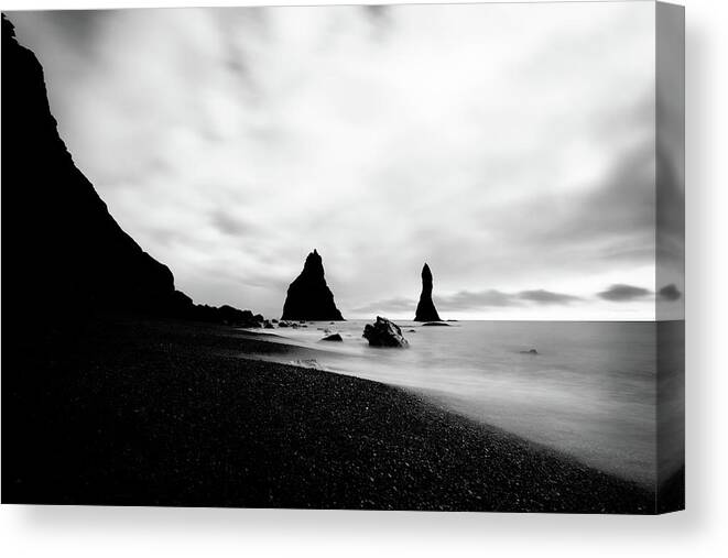 Clouds Canvas Print featuring the photograph Black beach II - Vik, Iceland by George Vlachos