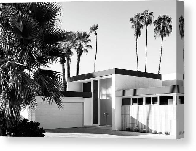 Architecture Canvas Print featuring the photograph Black California Series - Palm Springs House by Philippe HUGONNARD